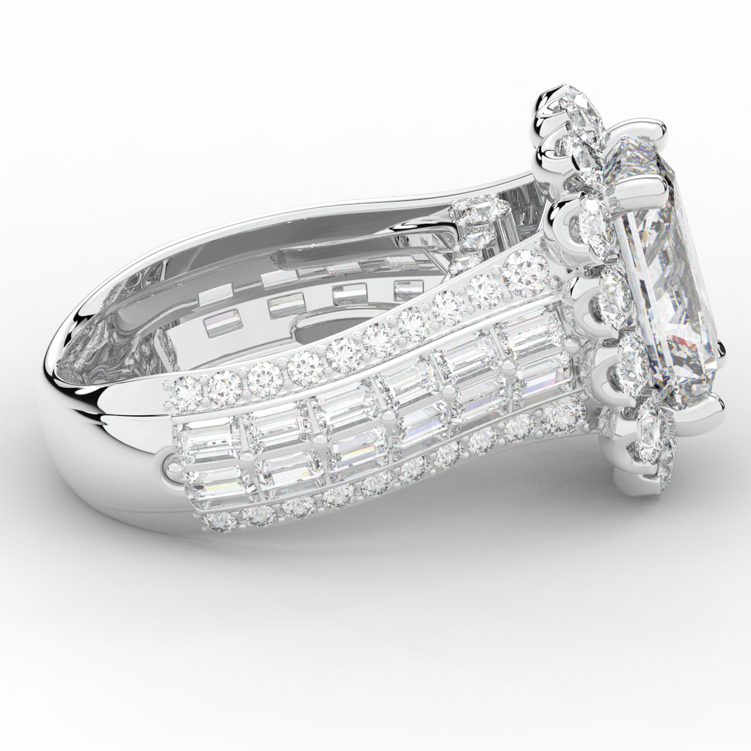 8.00CT.TW RADIANT LAB DIAMOND HALO ENGAGEMENT RING - Nazarelle