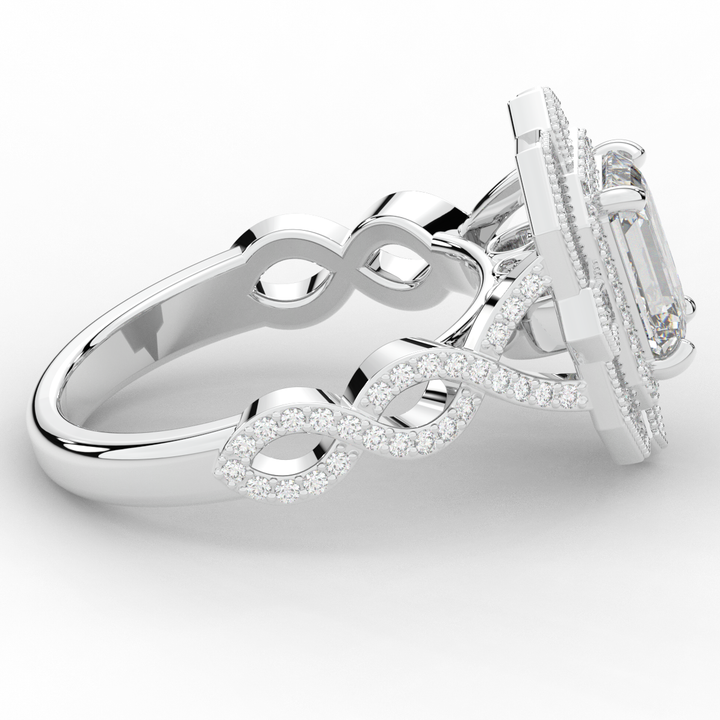 1.90CT.TW EMERALD CUT LAB DIAMOND HALO ENGAGEMENT RING - Nazarelle