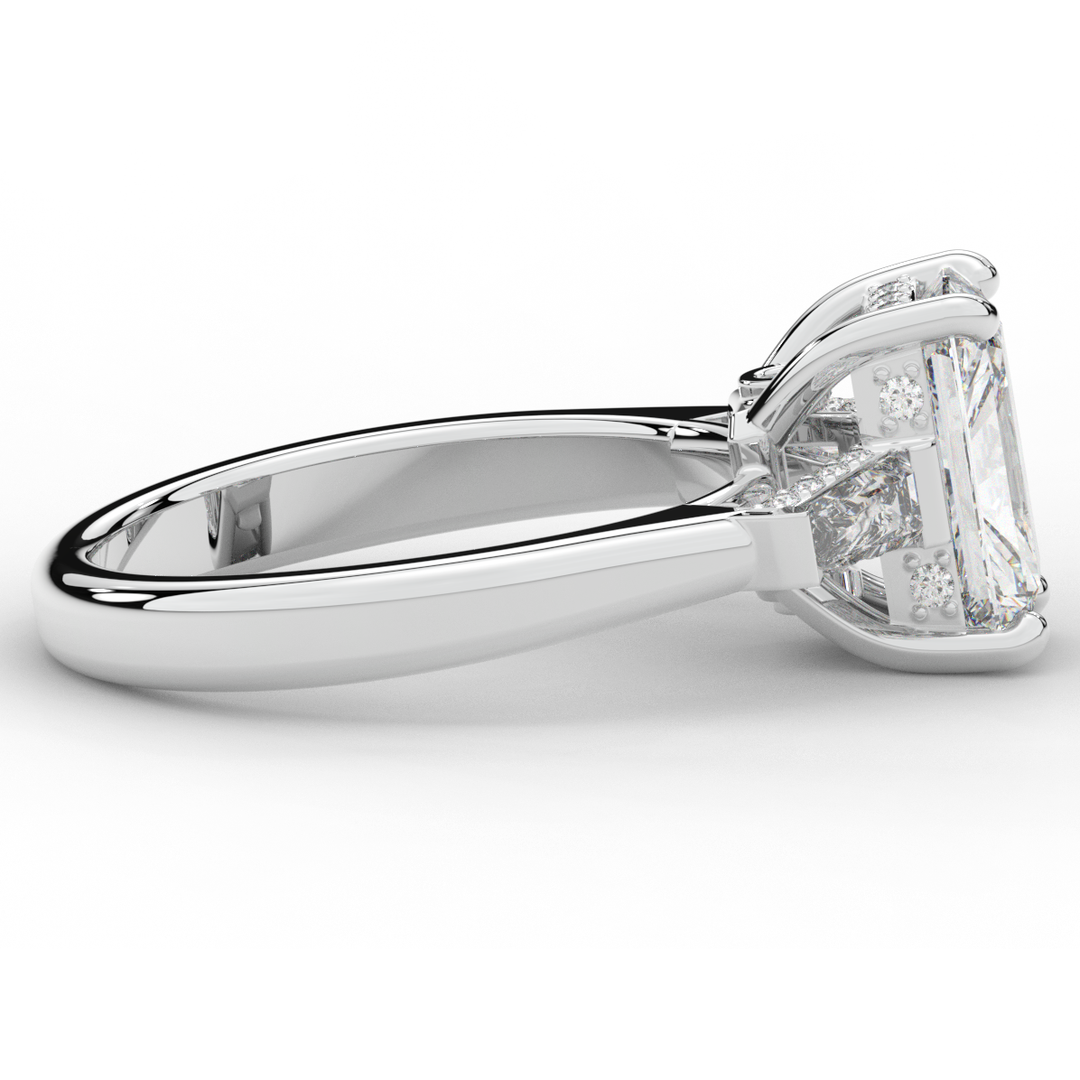 3.45CT.TW RADIANT LAB DIAMOND 3 STONE ENGAGEMENT RING - Nazarelle