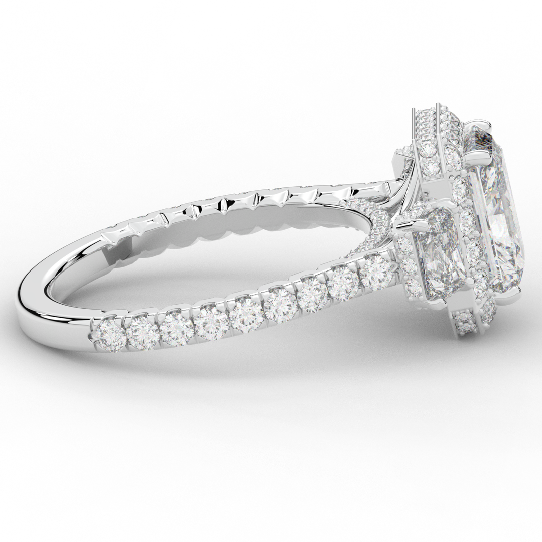 3.20CT.TW RADIANT LAB DIAMOND 3 STONE ENGAGEMENT RING - Nazarelle