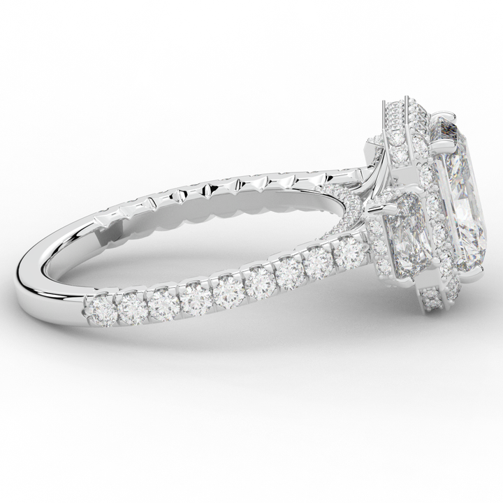 3.20CT.TW RADIANT LAB DIAMOND 3 STONE ENGAGEMENT RING - Nazarelle
