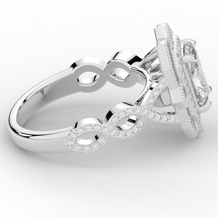 1.90CT.TW RADIANT LAB DIAMOND HALO ENGAGEMENT RING - Nazarelle