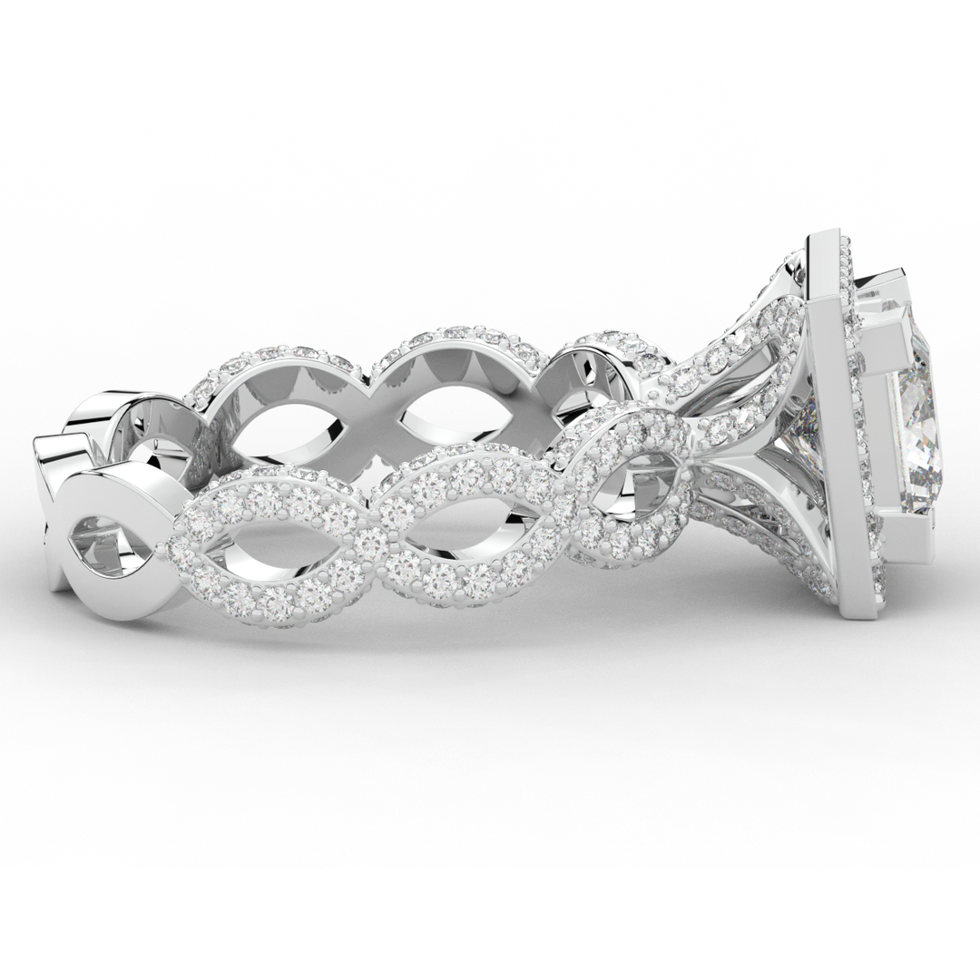 2.40CT.TW PRINCESS LAB DIAMOND HALO ENGAGEMENT RING - Nazarelle