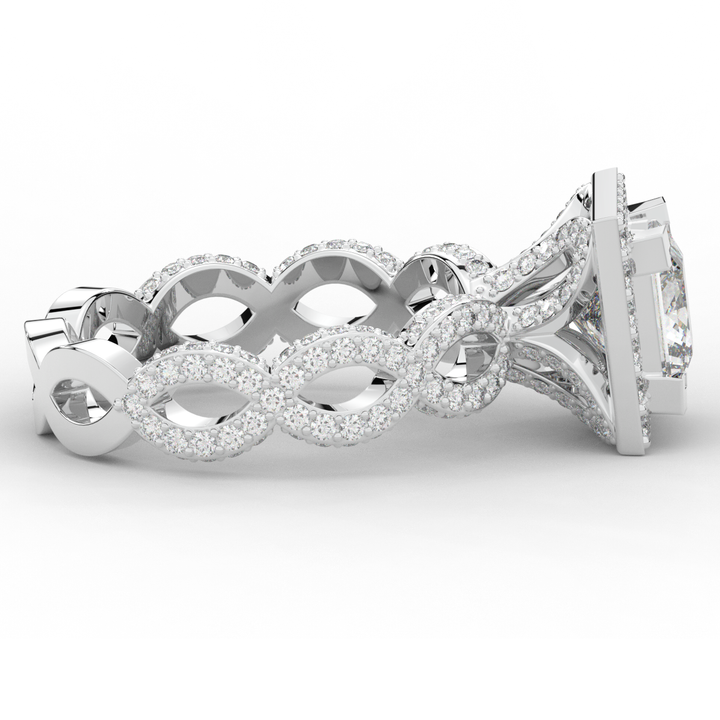 2.40CT.TW PRINCESS LAB DIAMOND HALO ENGAGEMENT RING - Nazarelle