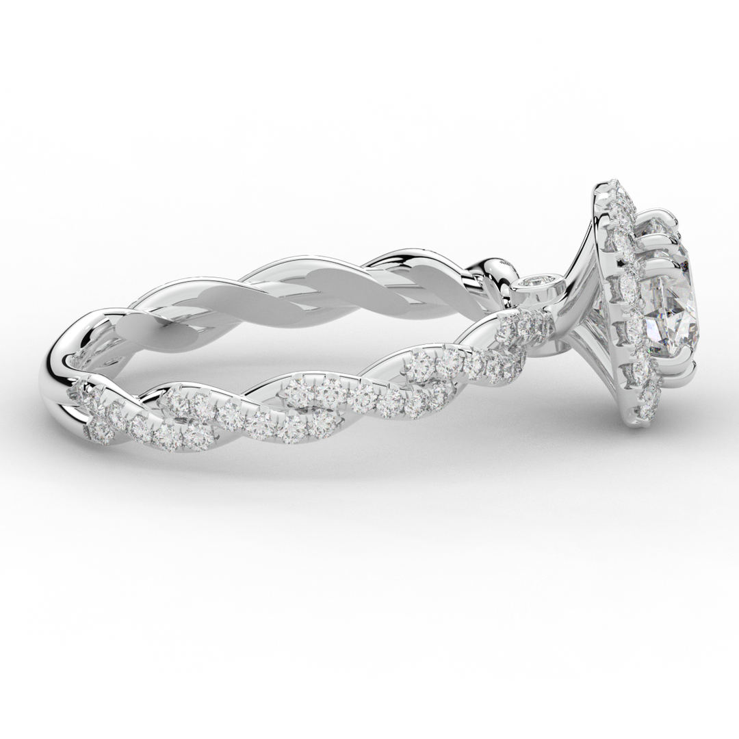 1.55CT.TW ROUND LAB DIAMOND HALO TWIST ENGAGEMENT RING - Nazarelle