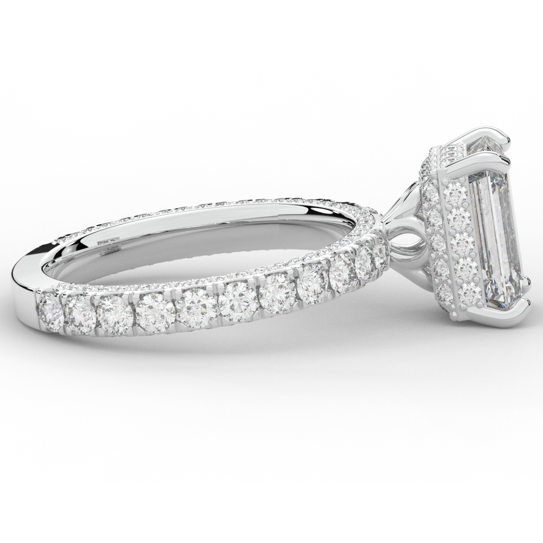 3.00CT.TW EMERALD CUT LAB DIAMOND ENGAGEMENT RING - Nazarelle