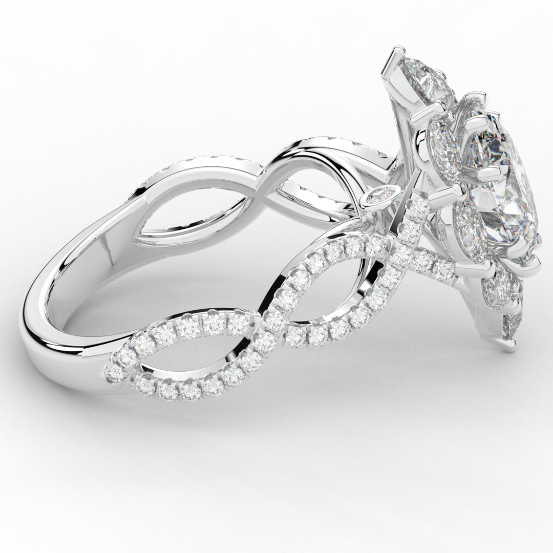3.00CT.TW OVAL LAB DIAMOND HALO ENGAGEMENT RING - Nazarelle