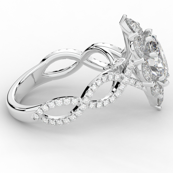 3.00CT.TW OVAL LAB DIAMOND HALO ENGAGEMENT RING - Nazarelle