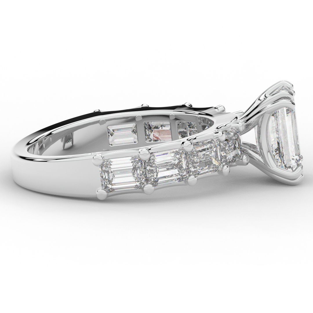 3.75CT.TW EMERALD CUT LAB DIAMOND SOLITAIRE ENGAGEMENT RING