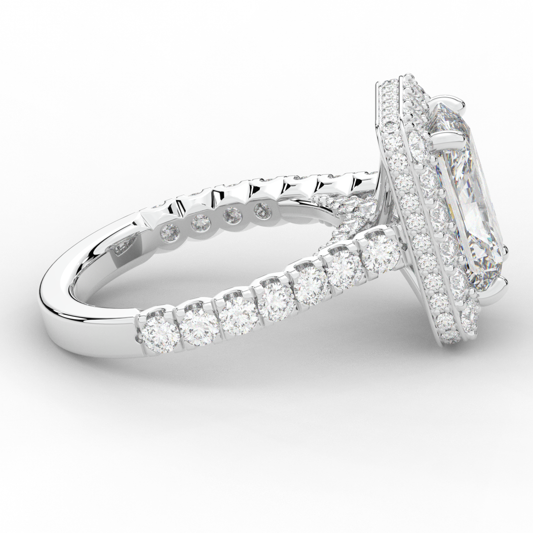 4.50CT.TW RADIANT LAB DIAMOND HALO ENGAGEMENT RING - Nazarelle