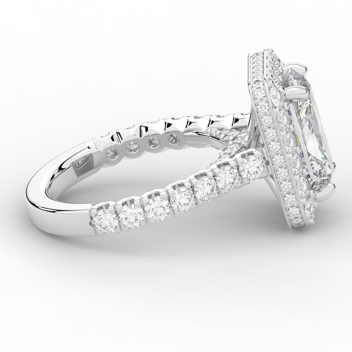 4.50CT.TW RADIANT LAB DIAMOND HALO ENGAGEMENT RING - Nazarelle