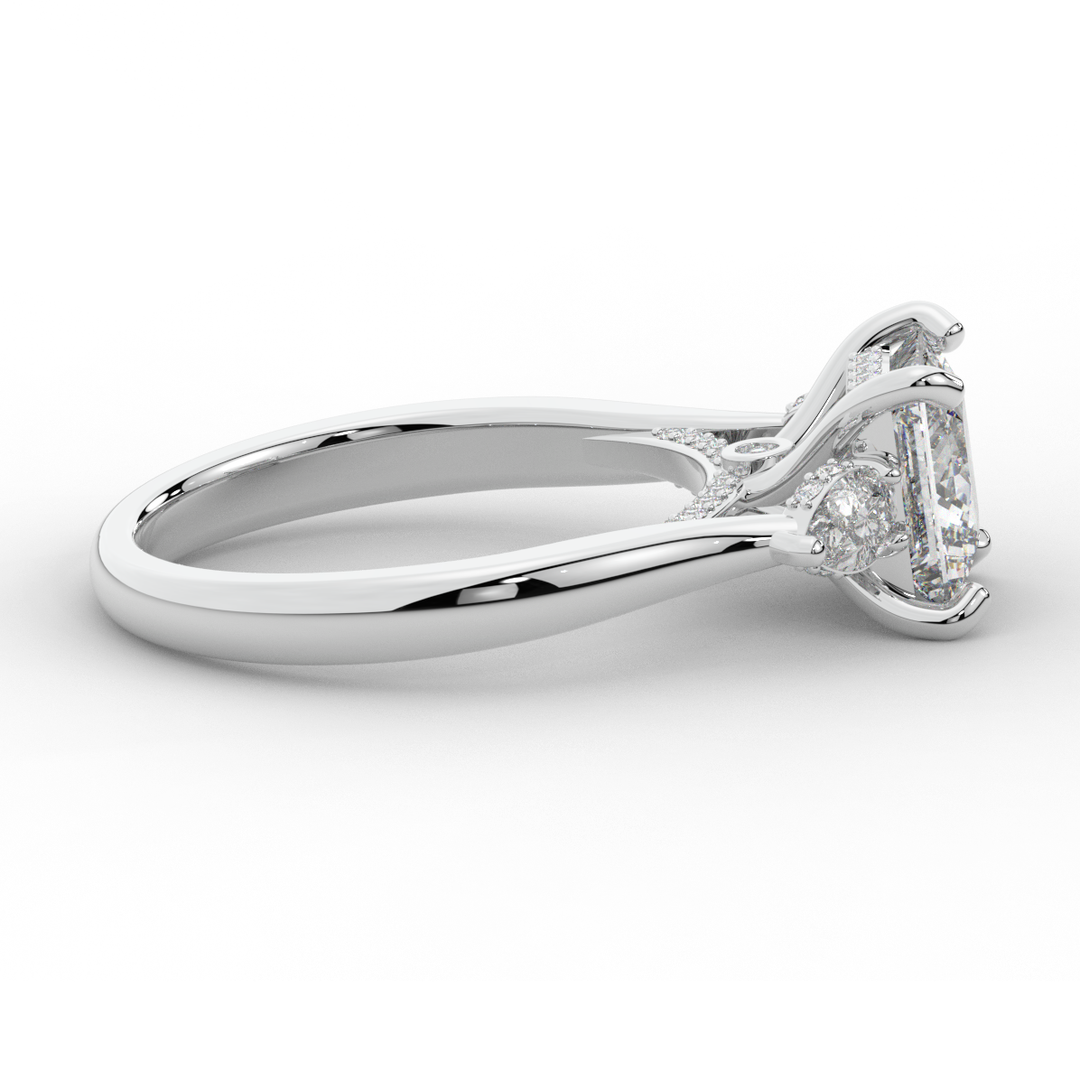 2.40CT.TW PRINCESS LAB DIAMOND 3 STONE ENGAGEMENT RING - Nazarelle