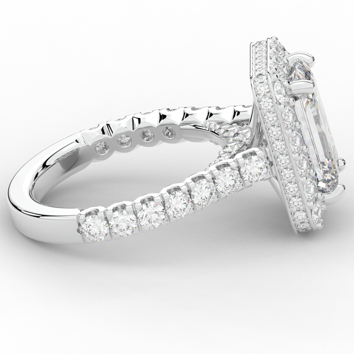 4.50CT.TW EMERALD CUT LAB DIAMOND HALO ENGAGEMENT RING - Nazarelle