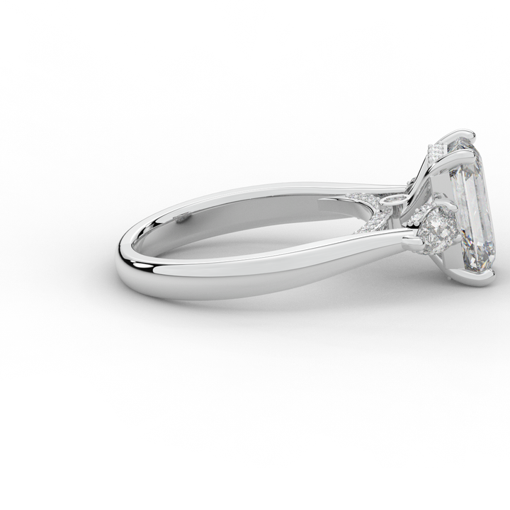 2.40CT.TW EMERALD CUT LAB DIAMOND 3 STONE ENGAGEMENT RING - Nazarelle