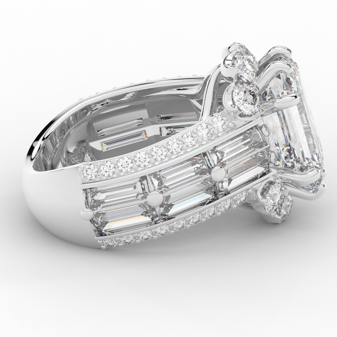 8.25CT.TW EMERALD CUT LAB DIAMOND HALO ENGAGEMENT RING - Nazarelle