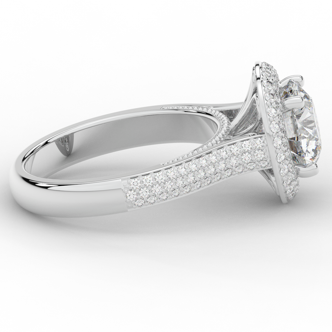 2.45CT.TW ROUND LAB DIAMOND HALO ENGAGEMENT RING - Nazarelle