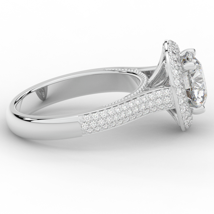 2.45CT.TW ROUND LAB DIAMOND HALO ENGAGEMENT RING - Nazarelle
