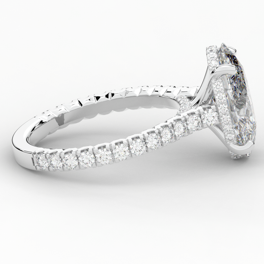 4.70CT.TW OVAL LAB DIAMOND UNDERHALO SOLITAIRE ENGAGEMENT RING - Nazarelle