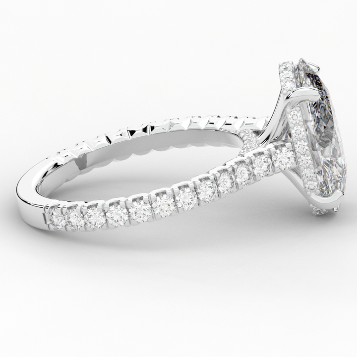 4.70CT.TW OVAL LAB DIAMOND UNDERHALO SOLITAIRE ENGAGEMENT RING - Nazarelle