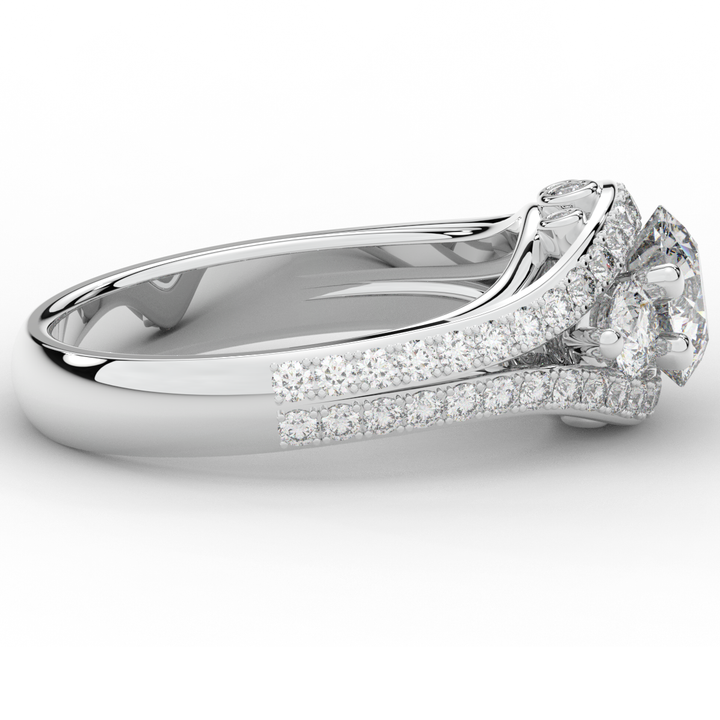 1.90CT.TW ROUND LAB DIAMOND THREE STONE ENGAGEMENT RING - Nazarelle