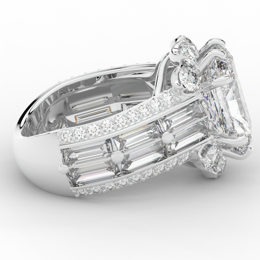 8.25CT.TW RADIANT LAB DIAMOND HALO ENGAGEMENT RING - Nazarelle