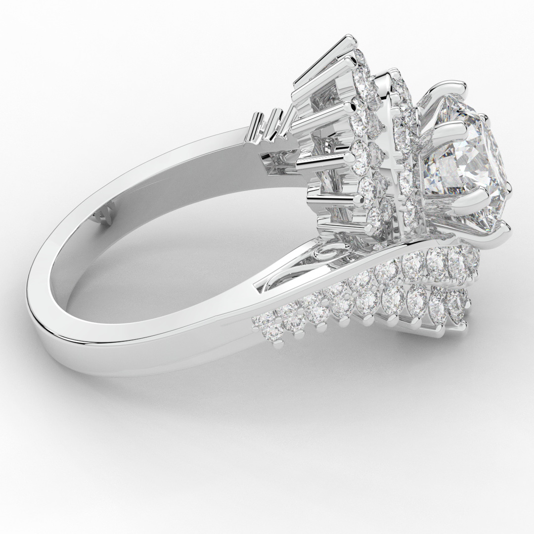 3.35CT.TW ROUND LAB DIAMOND BYPASS HALO ENGAGEMENT RING - Nazarelle