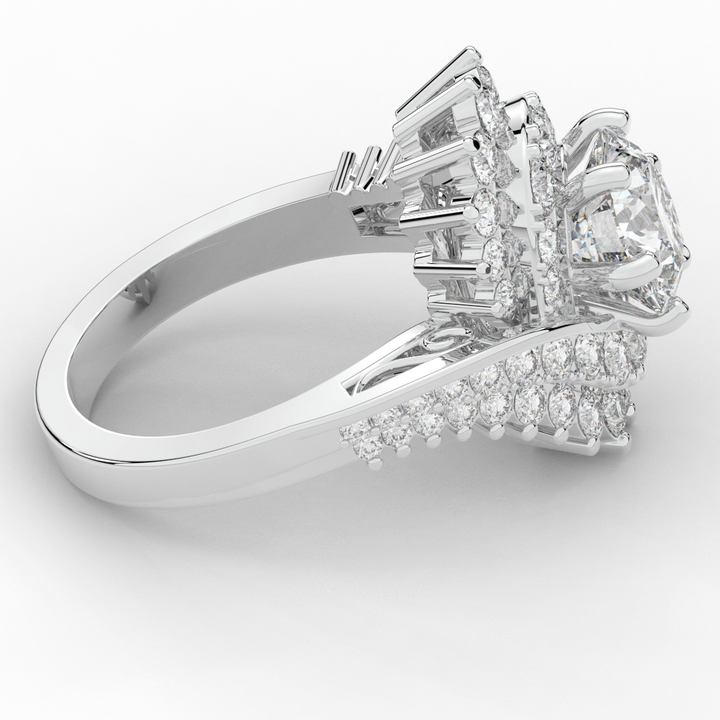 3.35CT.TW ROUND LAB DIAMOND BYPASS HALO ENGAGEMENT RING - Nazarelle