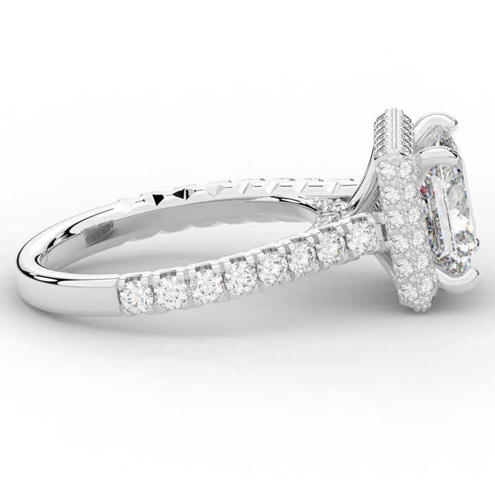 3.90CT.TW PRINCESS LAB DIAMOND HALO ENGAGEMENT RING - Nazarelle
