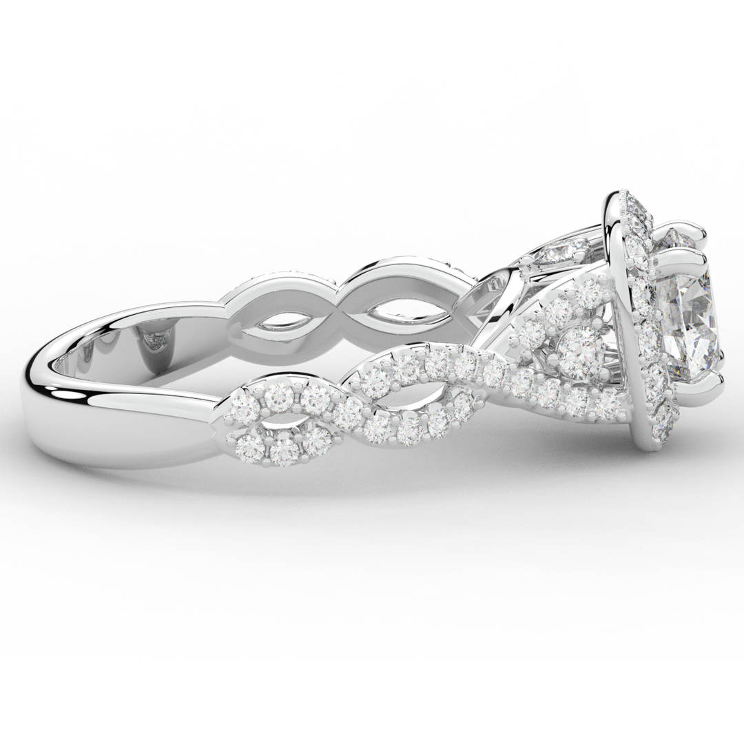 1.30CT.TW ROUND LAB DIAMOND HALO ENGAGEMENT RING - Nazarelle