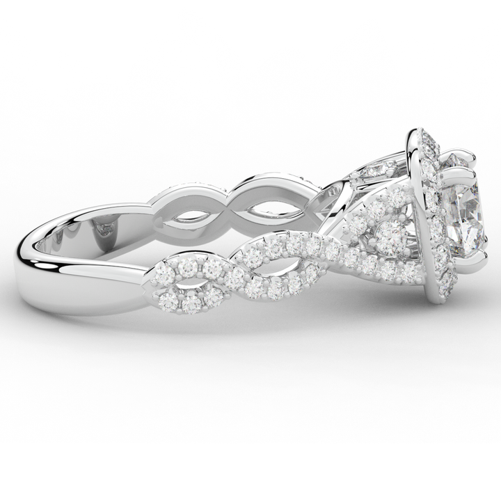 1.30CT.TW ROUND LAB DIAMOND HALO ENGAGEMENT RING - Nazarelle