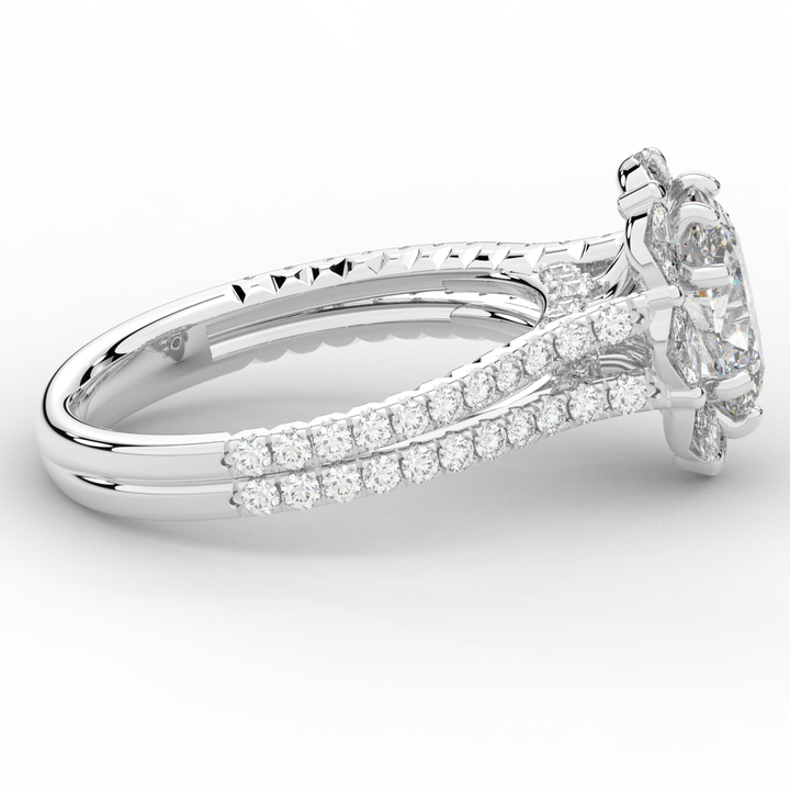2.30CT.TW OVAL LAB DIAMOND HALO SPLIT SHANK ENGAGEMENT RING - Nazarelle
