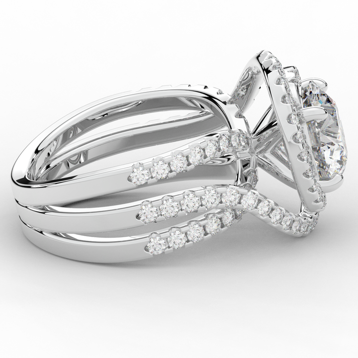3.90CT.TW ROUND LAB DIAMOND TWIST HALO ENGAGEMENT RING - Nazarelle