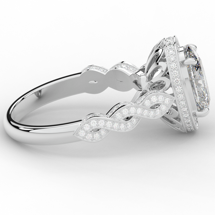 3.10CT.TW OVAL LAB DIAMOND HALO ENGAGEMENT RING - Nazarelle