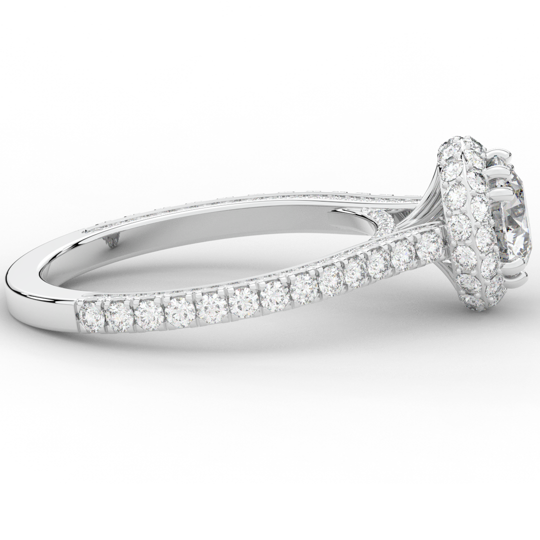 1.90CT.TW ROUND LAB DIAMOND HALO ENGAGEMENT RING - Nazarelle