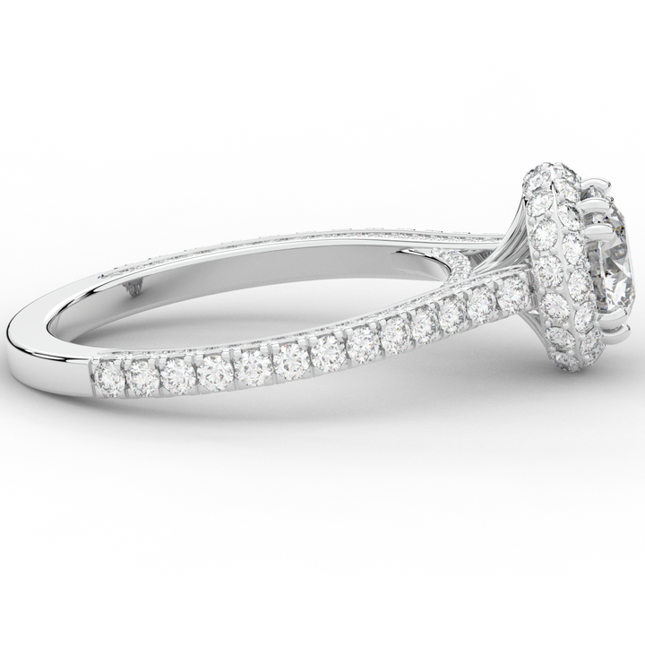1.90CT.TW ROUND LAB DIAMOND HALO ENGAGEMENT RING - Nazarelle