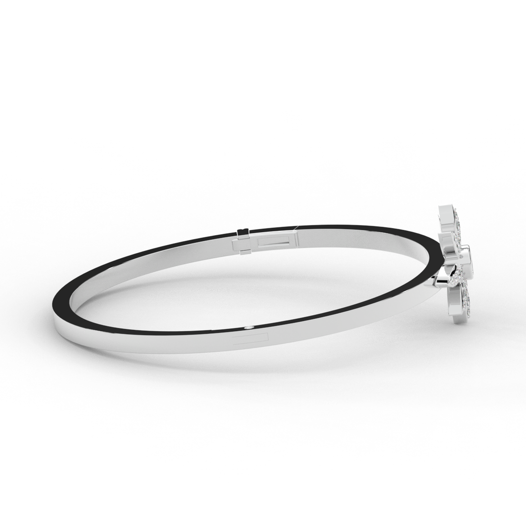 0.40CT.TW ROUND LAB BEZEL AND PRONG SET FLOWER DIAMOND BANGLE - Nazarelle