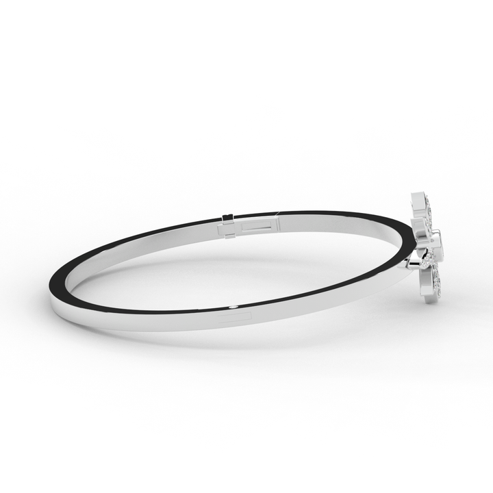 0.40CT.TW ROUND LAB BEZEL AND PRONG SET FLOWER DIAMOND BANGLE - Nazarelle