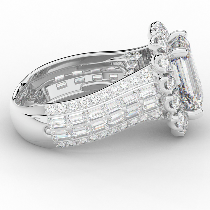 8.00CT.TW EMERALD CUT LAB DIAMOND HALO ENGAGEMENT RING - Nazarelle
