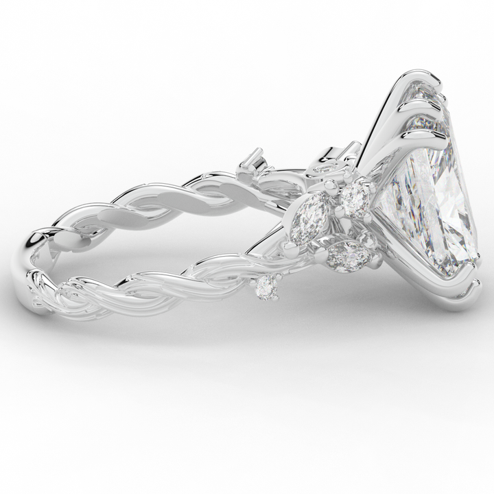 5.30CT.TW RADIANT LAB DIAMOND STYLIZED VINE AND TREE BARK FINISH ENGAGEMENT RING - Nazarelle