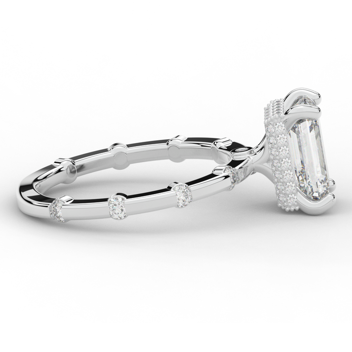 2.60CT.TW RADIANT LAB DIAMOND UNDERHALO SOLITAIRE ENGAGEMENT RING - Nazarelle