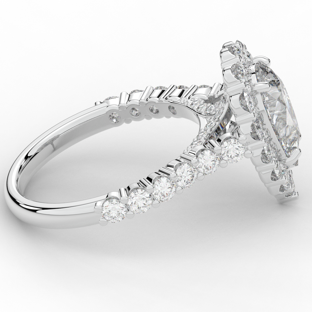 3.10CT.TW PEAR LAB DIAMOND HALO ENGAGEMENT RING - Nazarelle