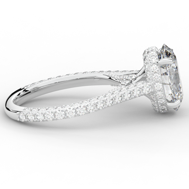 4.00CT.TW OVAL LAB DIAMOND UNDERHALO SOLITAIRE ENGAGEMENT RING - Nazarelle