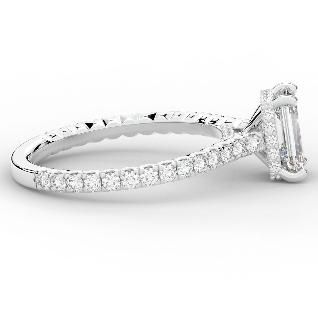 2.10CT.TW EMERALD CUT LAB DIAMOND UNDERHALO SOLITAIRE ENGAGEMENT RING - Nazarelle