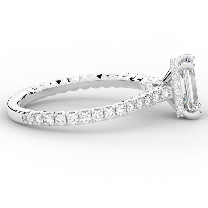 2.10CT.TW EMERALD CUT LAB DIAMOND UNDERHALO SOLITAIRE ENGAGEMENT RING - Nazarelle