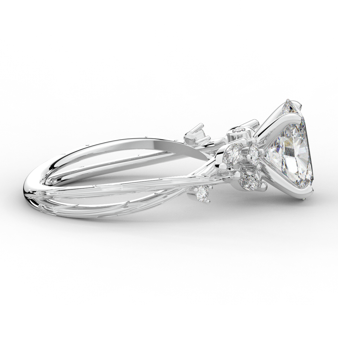 2.25CT.TW OVAL LAB DIAMOND STYLIZED VINE AND TREE BARK FINISH ENGAGEMENT RING - Nazarelle