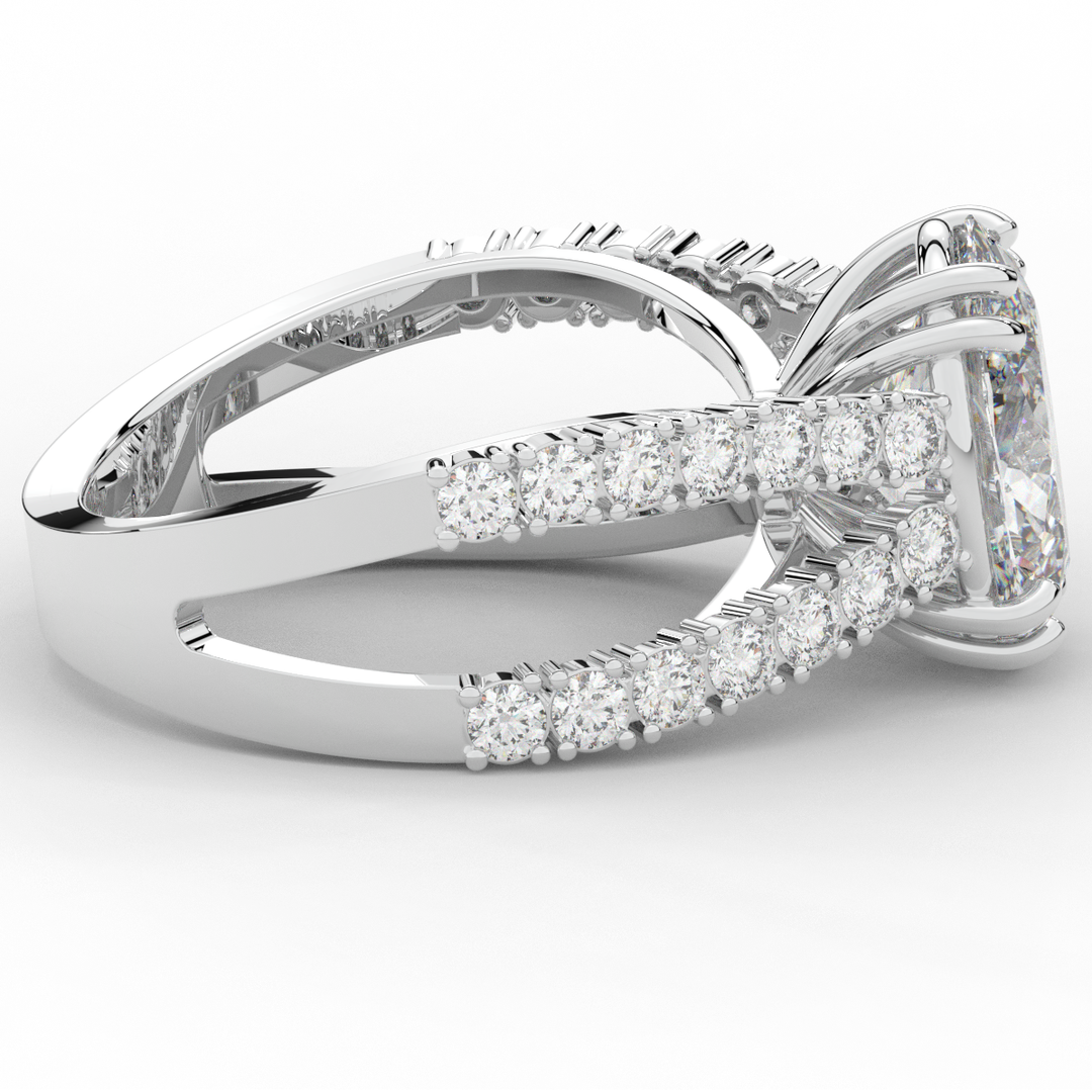 3.75CT.TW OVAL LAB DIAMOND SPLIT BAND ENGAGEMENT RING