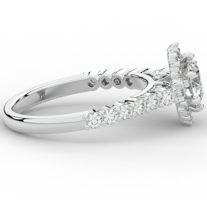 1.60CT.TW ROUND LAB DIAMOND HALO ENGAGEMENT RING - Nazarelle