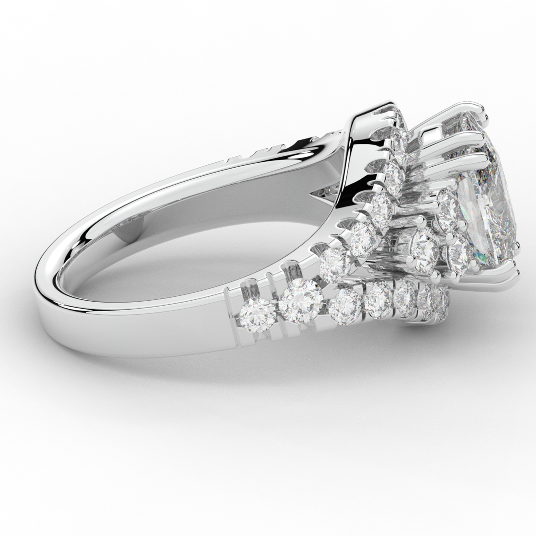 3.10CT.TW CUSHION LAB DIAMOND HALO ENGAGEMENT RING - Nazarelle