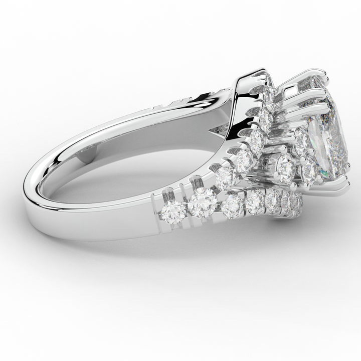 3.10CT.TW CUSHION LAB DIAMOND HALO ENGAGEMENT RING - Nazarelle