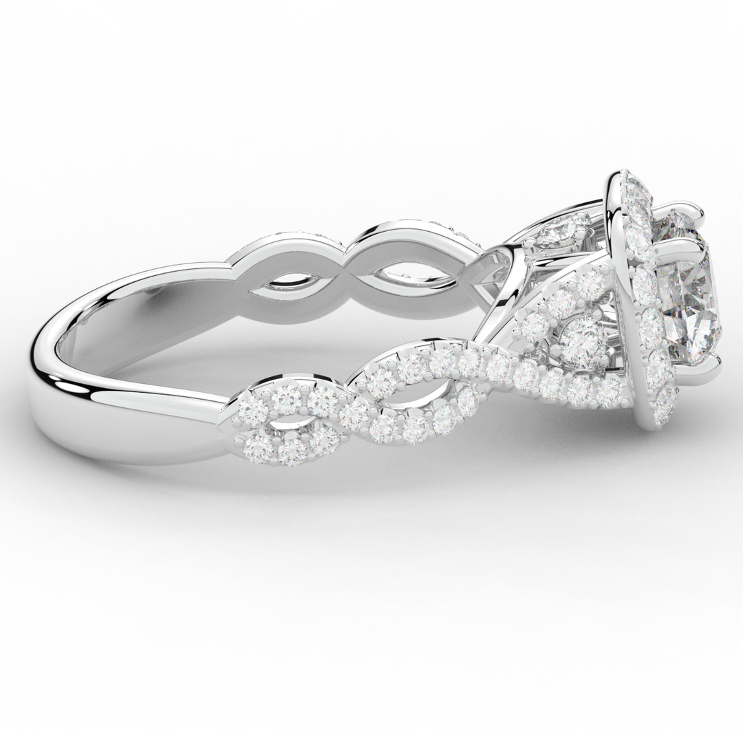 1.60CT.TW ROUND LAB DIAMOND HALO TWIST ENGAGEMENT RING - Nazarelle